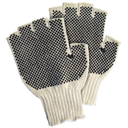 Fingerless PVC Dot Knit Gloves - Small